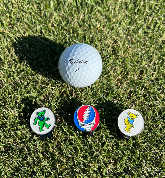 Clutch Golf Company Ball Marker w Hat Clip x Grateful Dead Dancing Skeleton!